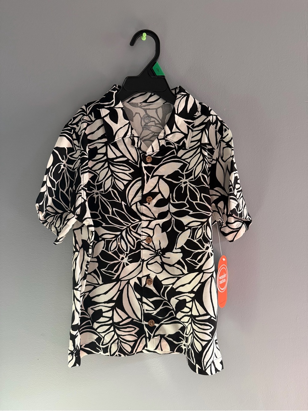 Black & White Floral Short-Sleeve Shirt